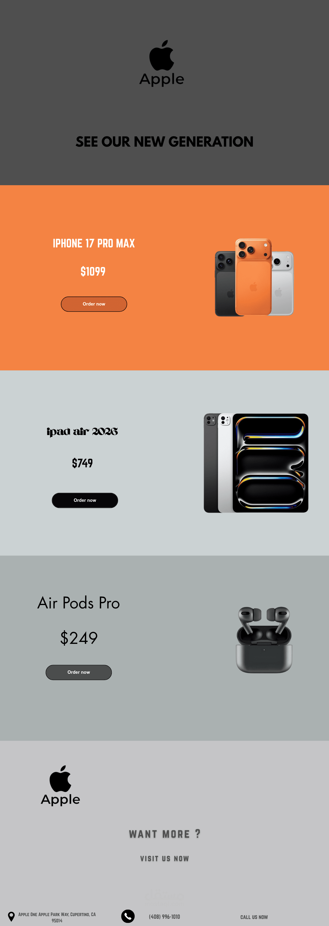 تصميم وتطوير صفحة هبوط تفاعلية لمنتجات آبل (UI/UX Landing Page)