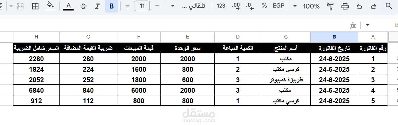 استخدام جدول البيانات Google Sheets