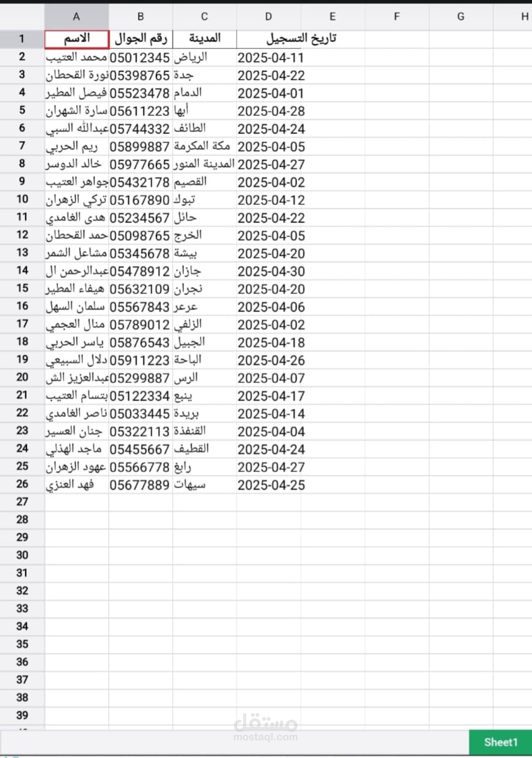 نموذج إدخال بيانات احترافي باستخدام برنامج Excel