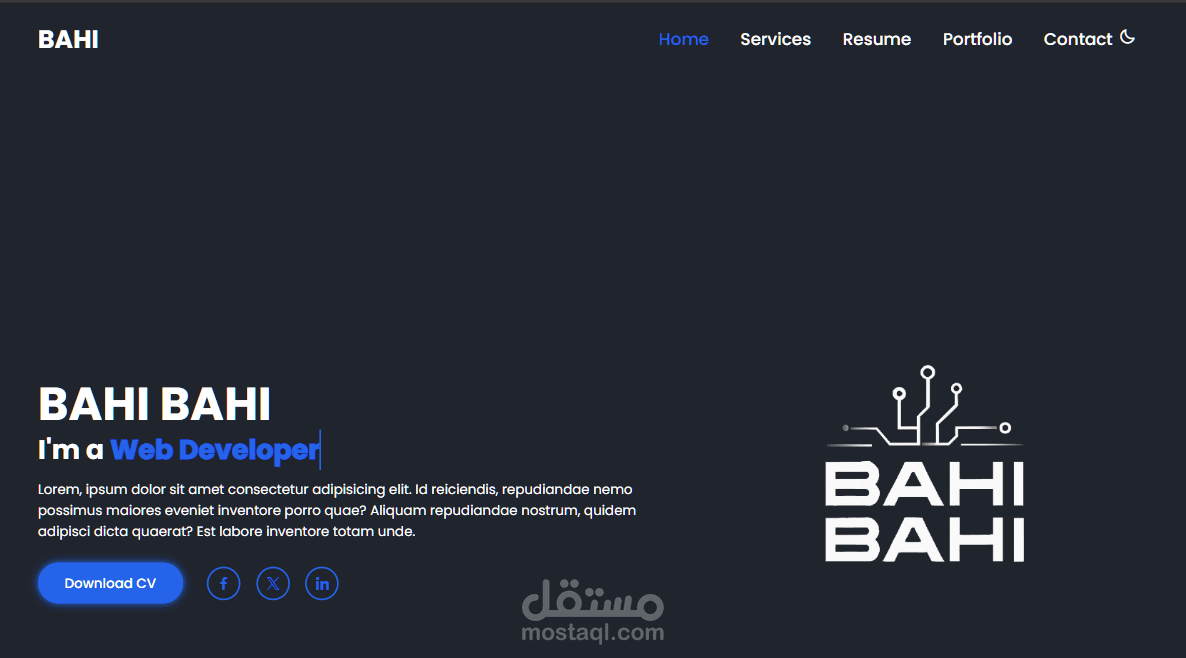 تصميم وبناء قالب بورتفوليو متجاوب لمطوري الويب باستخدام HTML5 وCSS3 وJavaScript