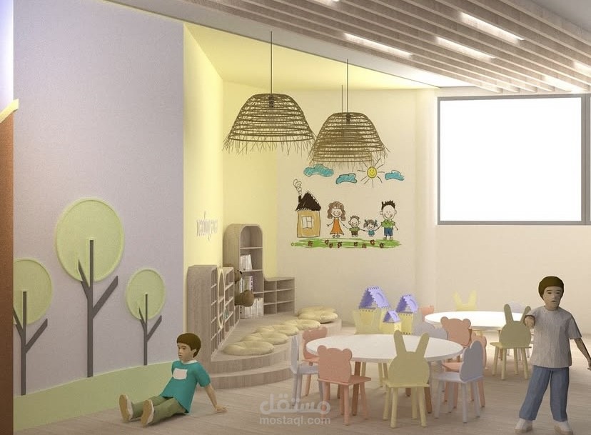 تصميم مدرسة أطفال باستخدام الألوان التعليمية والمساحات المفتوحة المحفزة