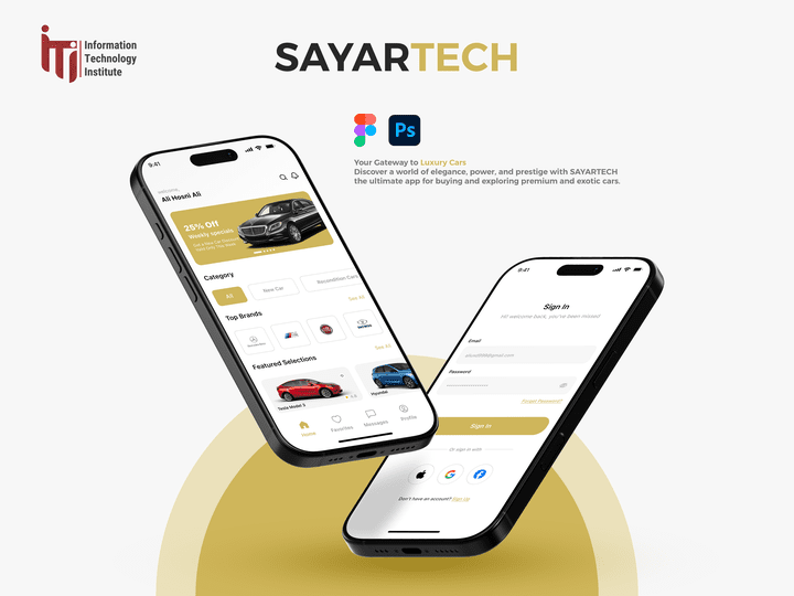 تصميم واجهة وتجربة مستخدم لتطبيق Sayartech – Car Marketplace App