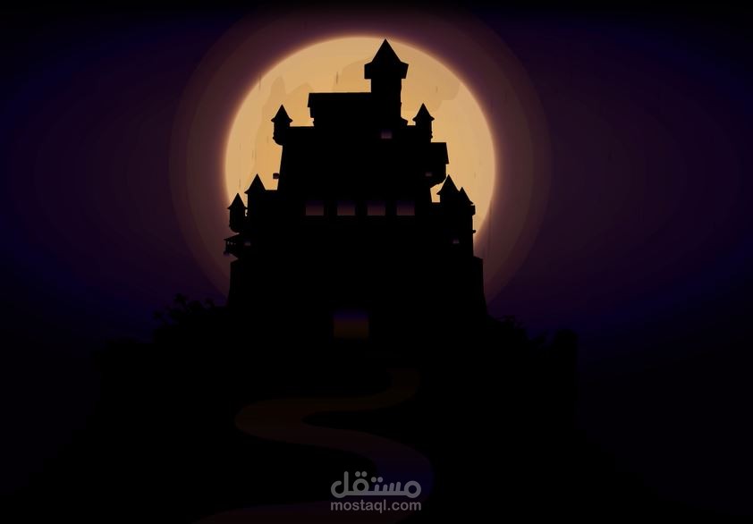 Halloween background with spooky haunted house