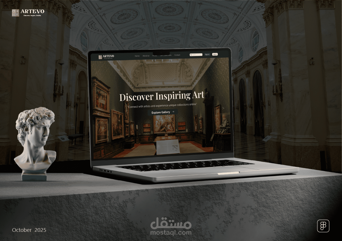 Artevo | تصميم واجهة موقع معرض فني  (Art Gallery Website Design)