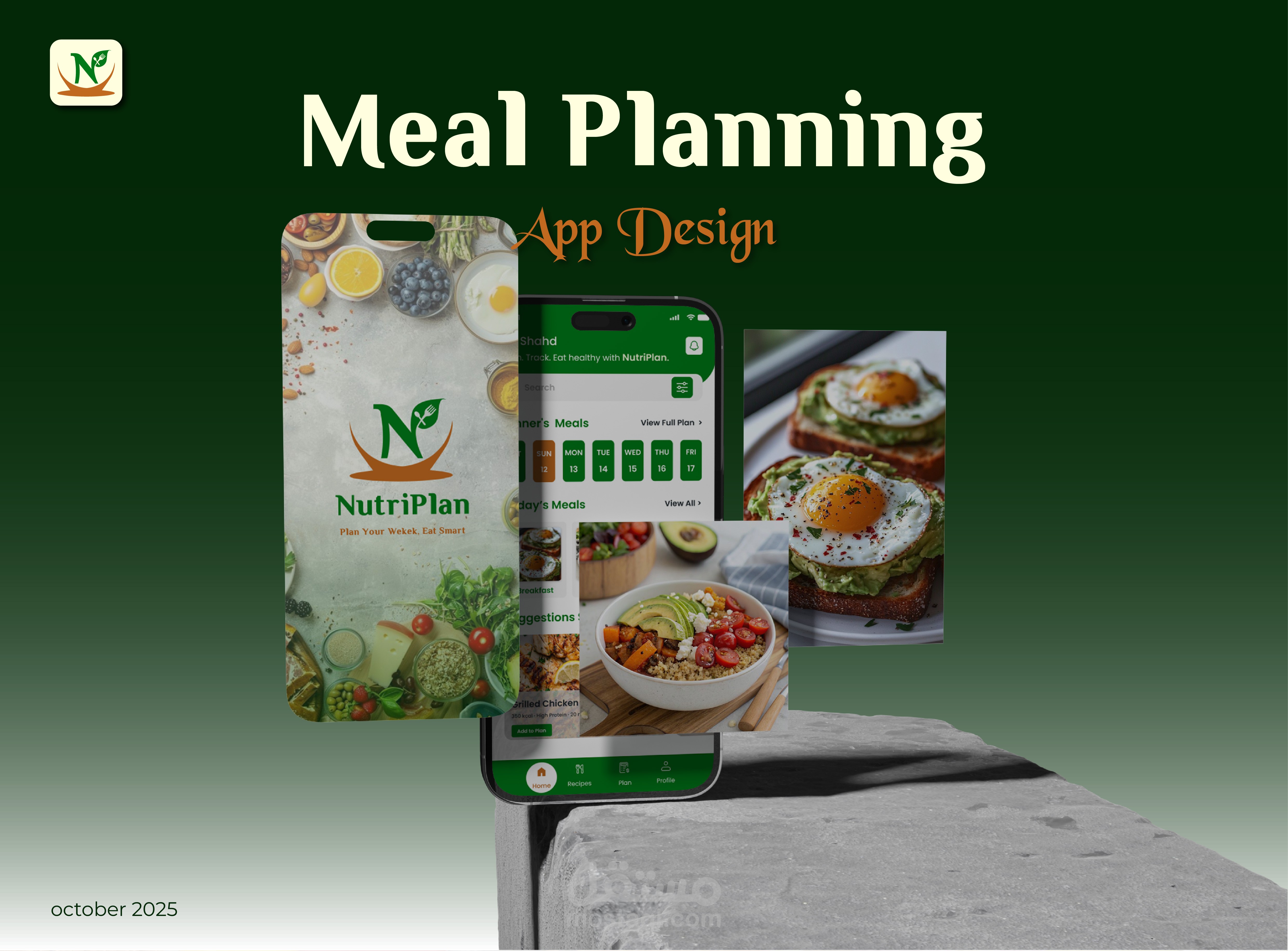 NutriPlan – تطبيق لتخطيط الوجبات الأسبوعية (UI/UX Design)