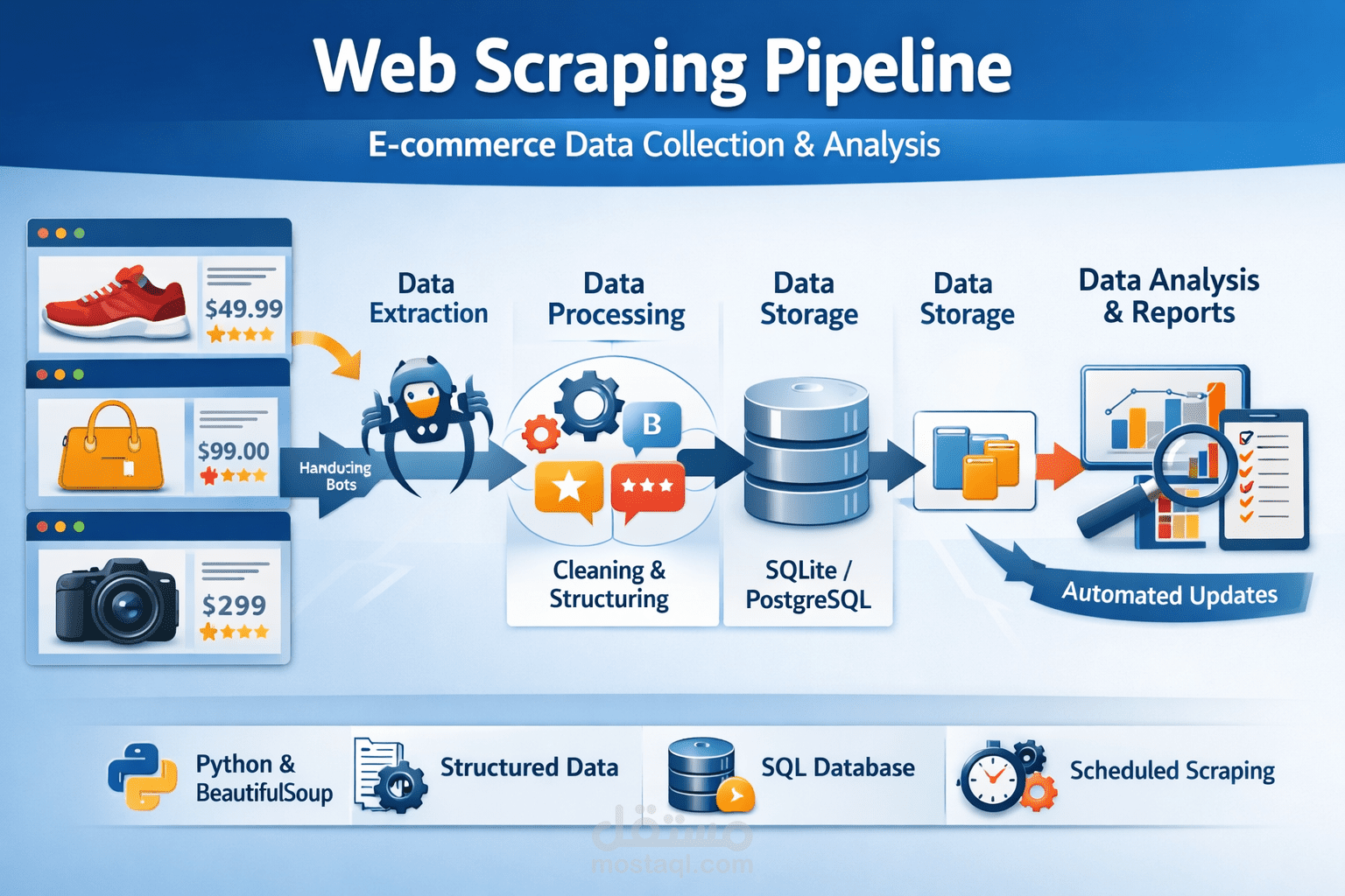 Amazon.eg Product Scraper. نظام Web Scraping و ETL لاستخراج بيانات المنتجات وتصديرها CSV