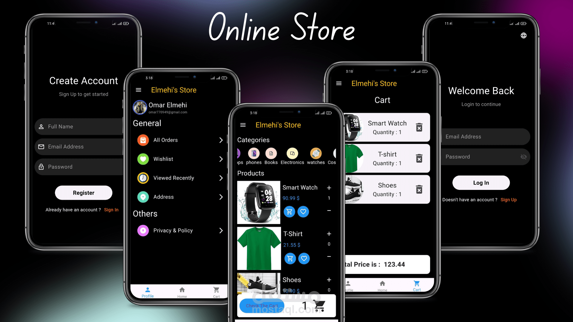 تطبيق متجر إلكتروني (Online Store App) باستخدام Flutter + REST API