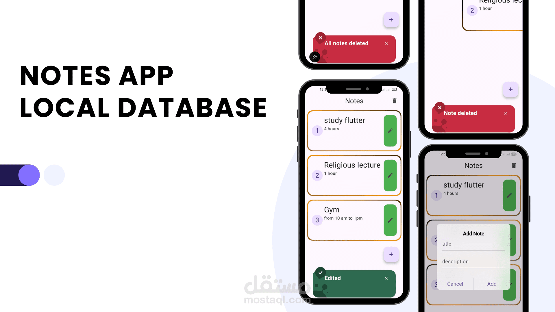 تطبيق الملاحظات (Notes App) باستخدام Flutter + SQLite