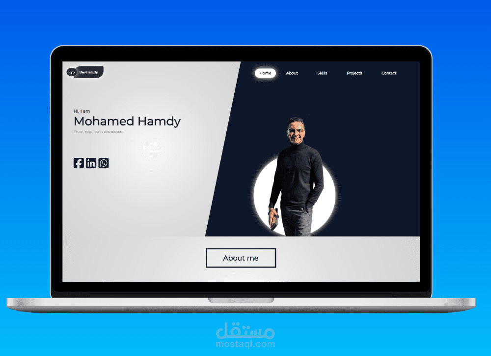 تصميم صفحة Portfolio  باستخدام HTML وCSS وJavaScript بشكل احترافي ومتجاوب