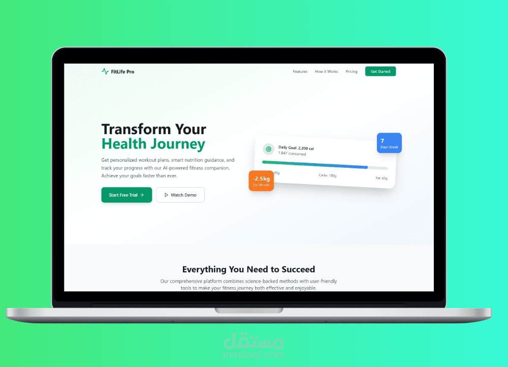 تصميم واجهة تطبيق رياضي ذكي لمدرب شخصي وجداول تغذية مخصصة