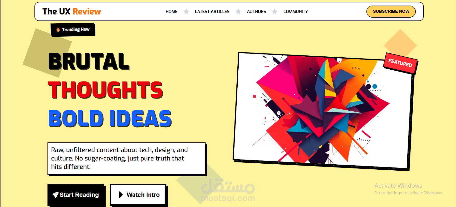 Landing page for UX Review