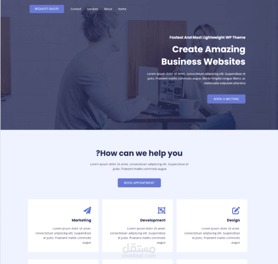 تصميم موقع وكالة رقمية متكاملة لخدمات الويب – SaqrWeb