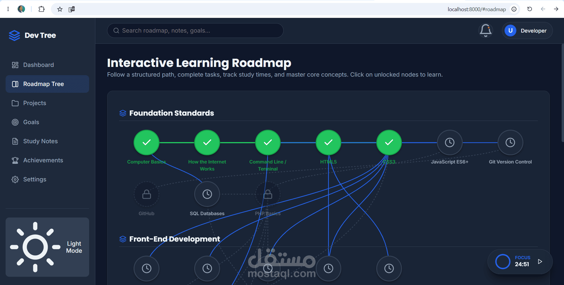 انشاء موقع Dev Tree — طريقك لبناء مهاراتك البرمجية
