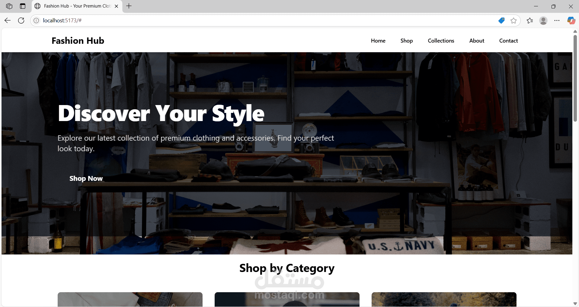 "تصميم وتطوير صفحة Landing لمتجر أزياء عبر الإنترنت (Fashion Hub)"