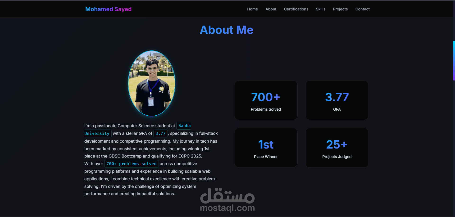 تصميم وتطوير بورتفوليو شخصي احترافي لعرض الأعمال والخبرات