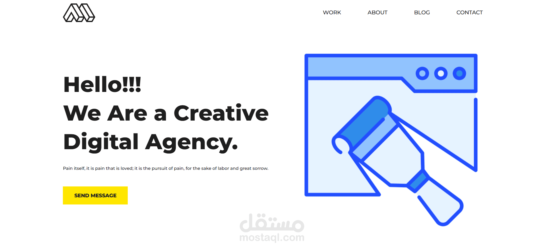 Landing page for an agency