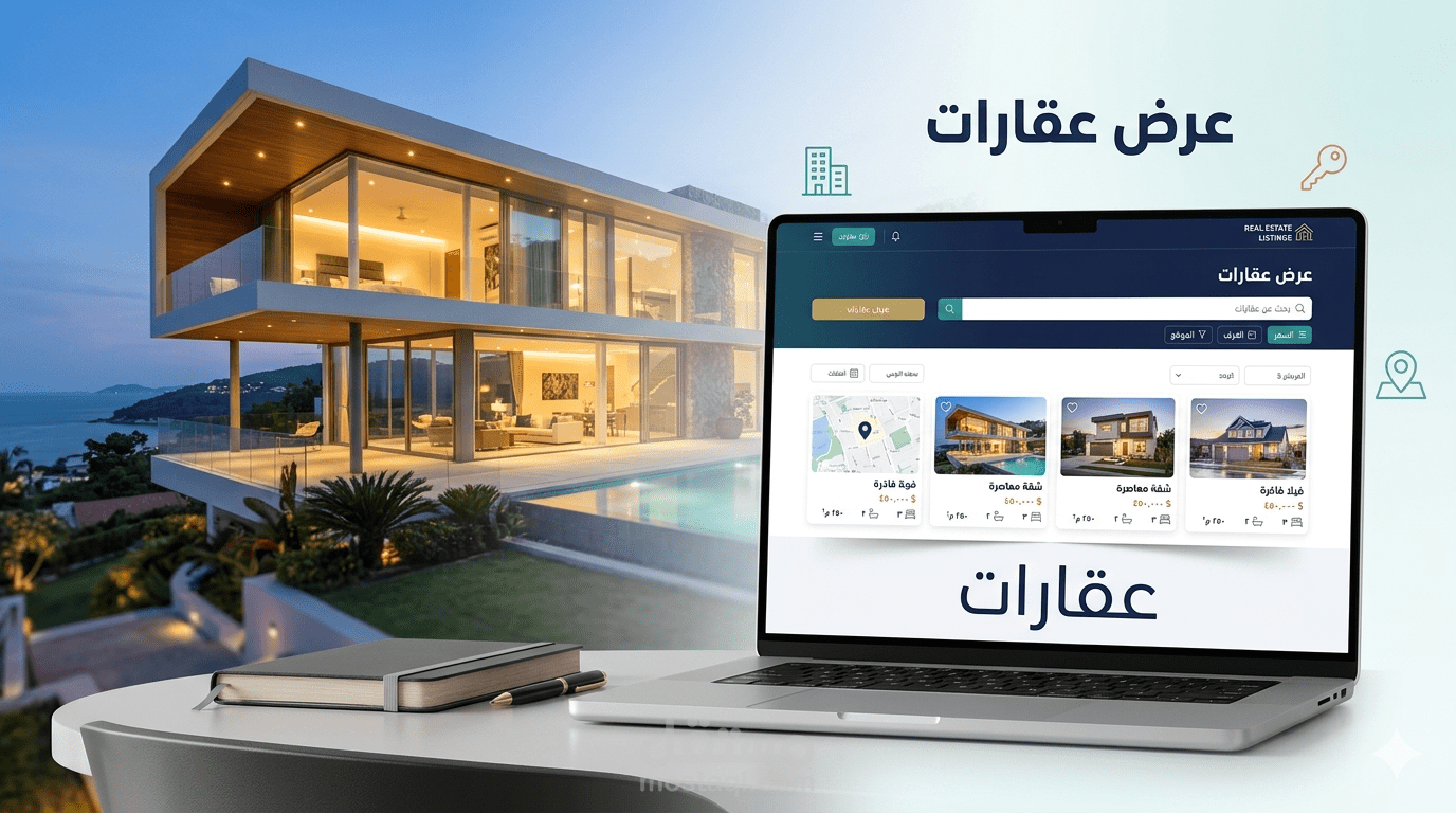 صفحة عرض عقارات احترافية - Real Estate Listings Page