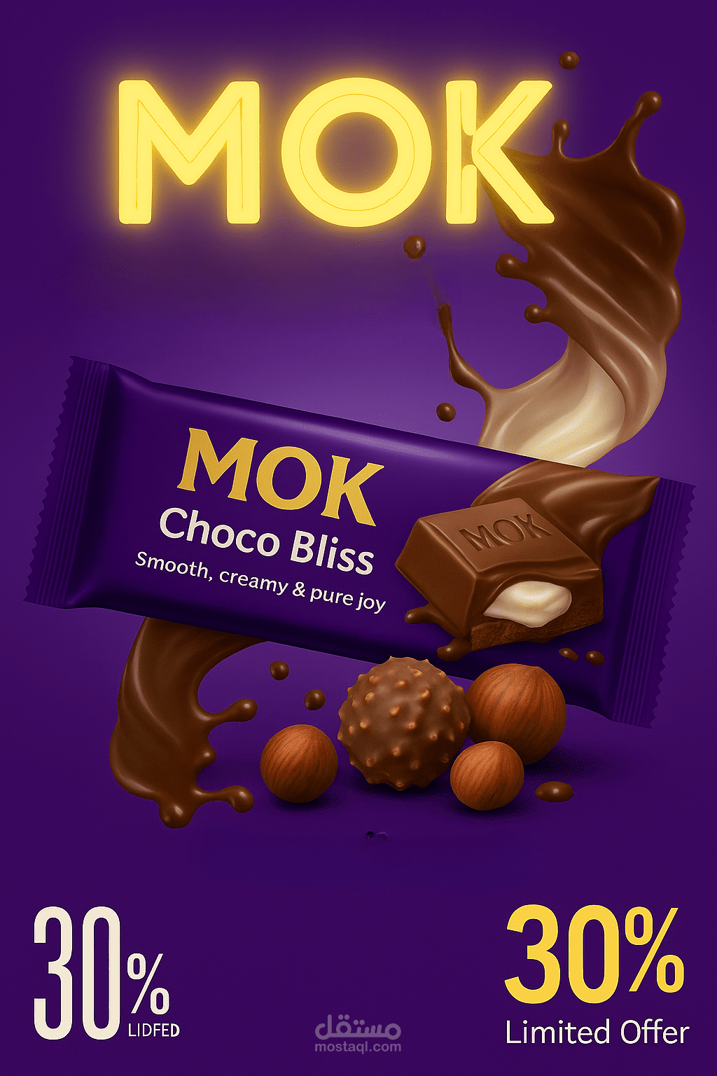 تصميم إعلان شوكولاتة احترافي - MOK Choco Bliss