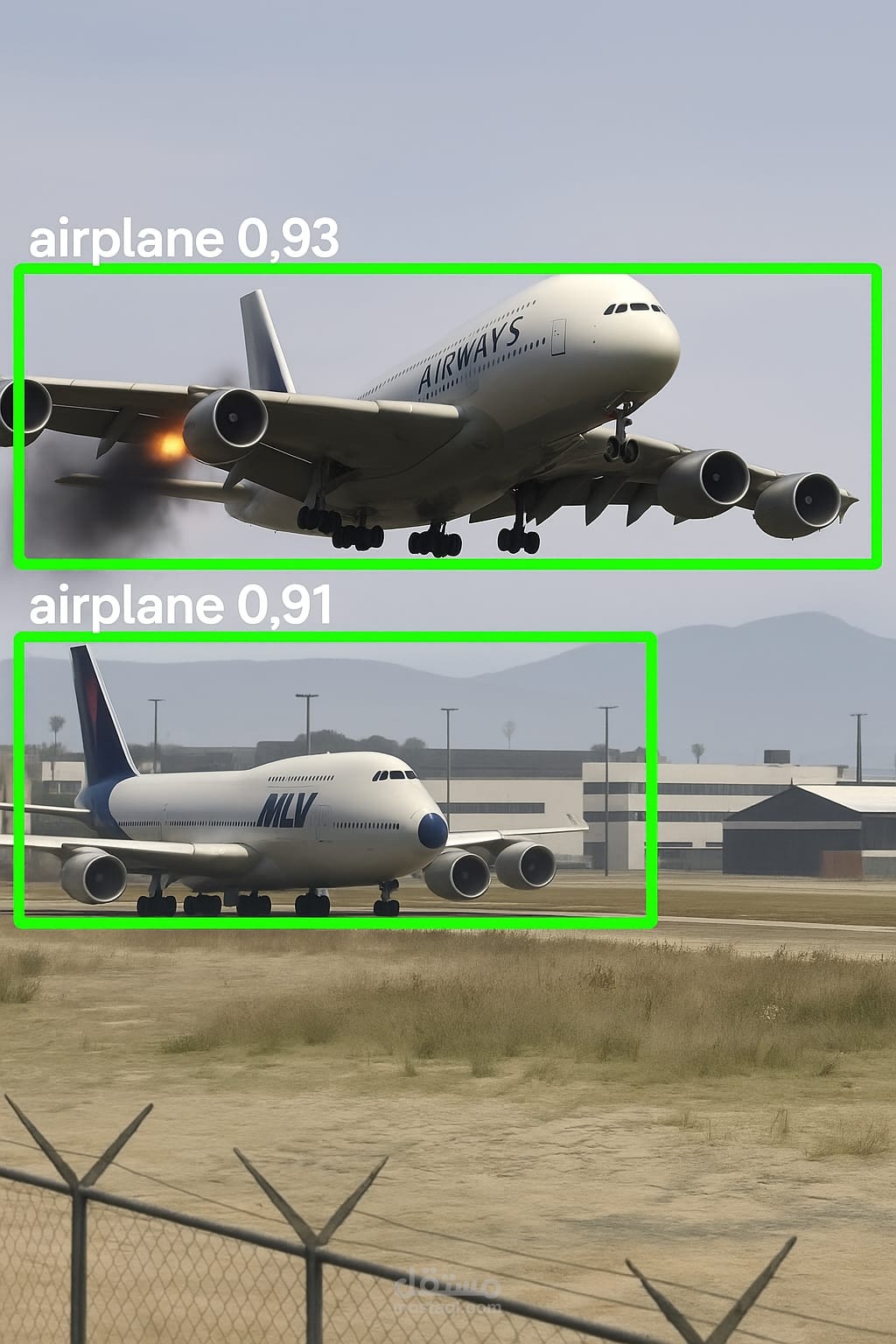 استخدام خوارزمية YOLO للتعرف على الطائرات والمدرج بشكل لحظي