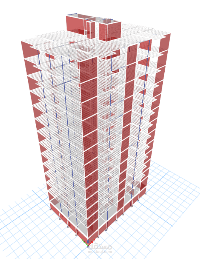 تصميم انشائي لبرج سكني 14 طابق باستخدام ETABS ,SAFE, AutoCAD