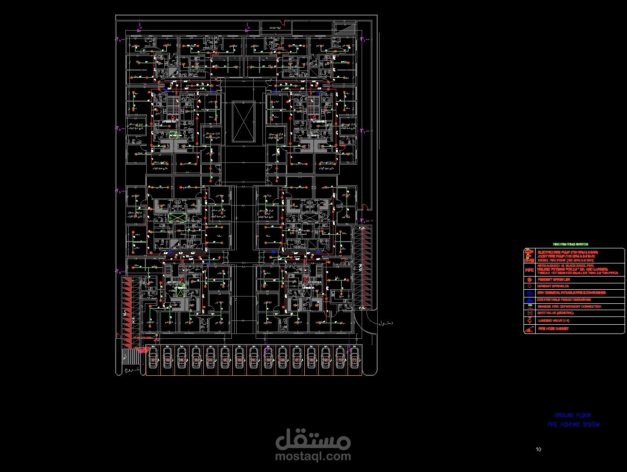 تصميم أنظمة السلامة ومكافحة الحريق المتكاملة لبرج سكني (9 طوابق)