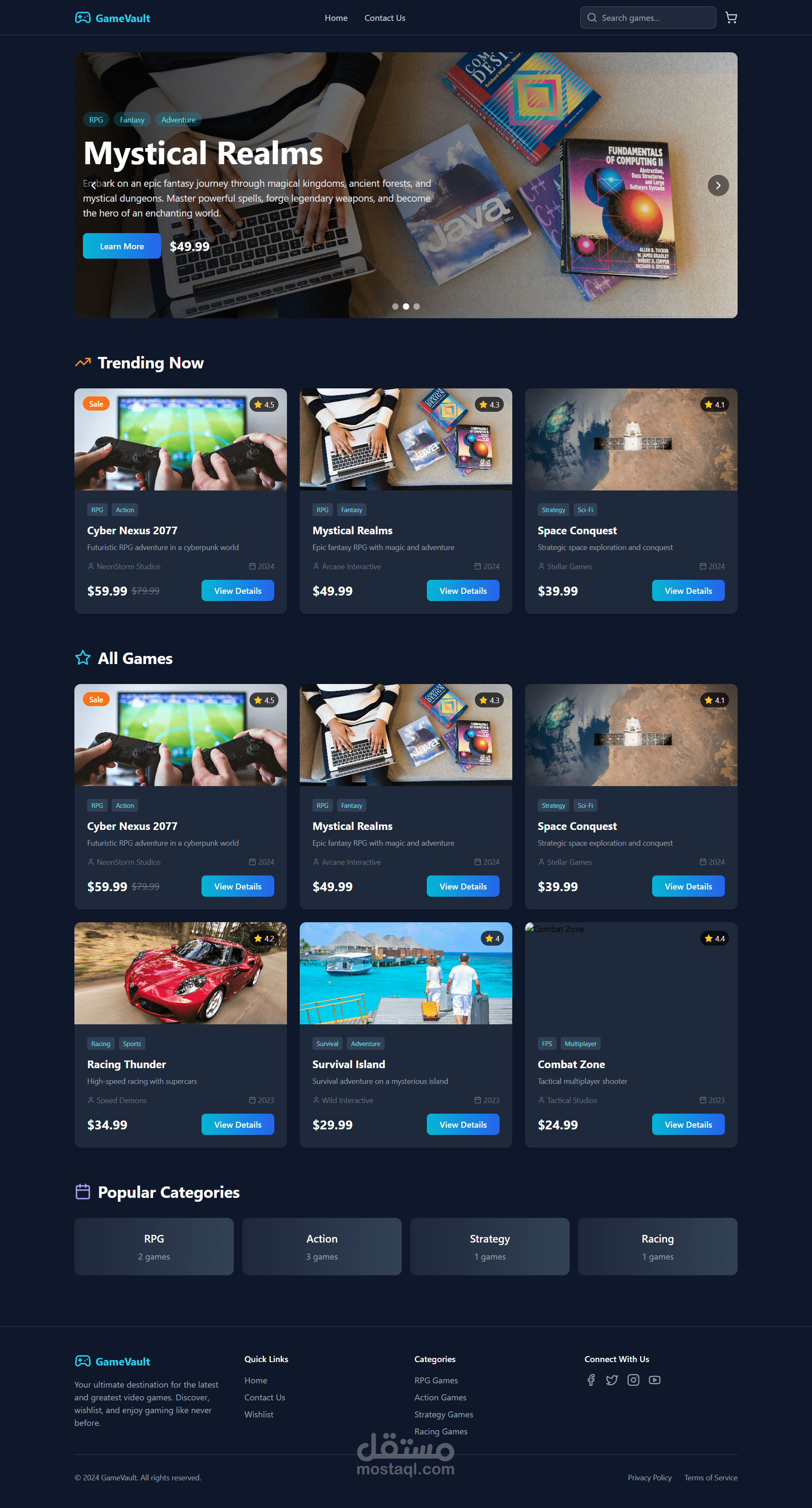 Modern & Responsive Video Game E-Commerce Website