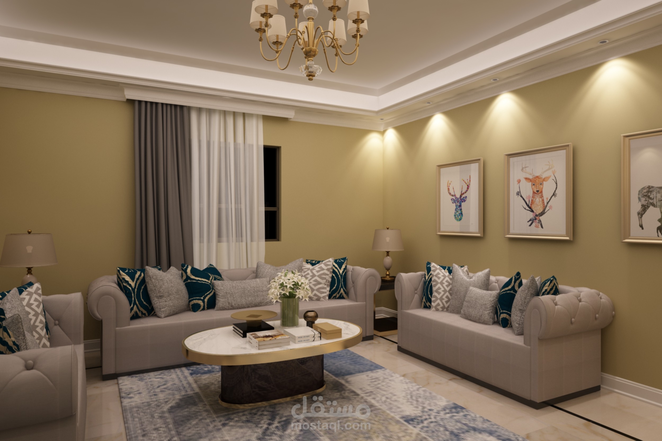 تصميم معماري داخلي لفيلا بمكه المكرمه