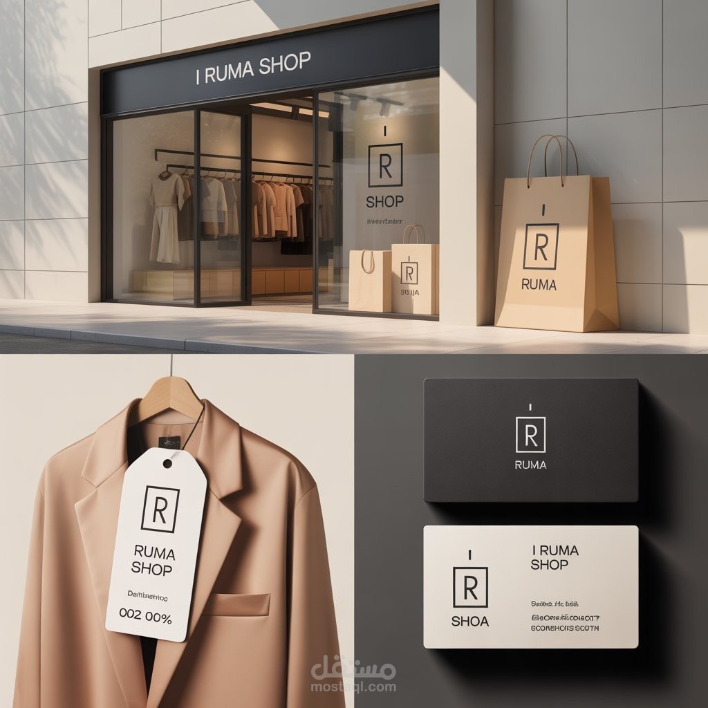 تصميم شعار وهوية بصرية احترافية لمحل ملابس عصري "I ruma shop"