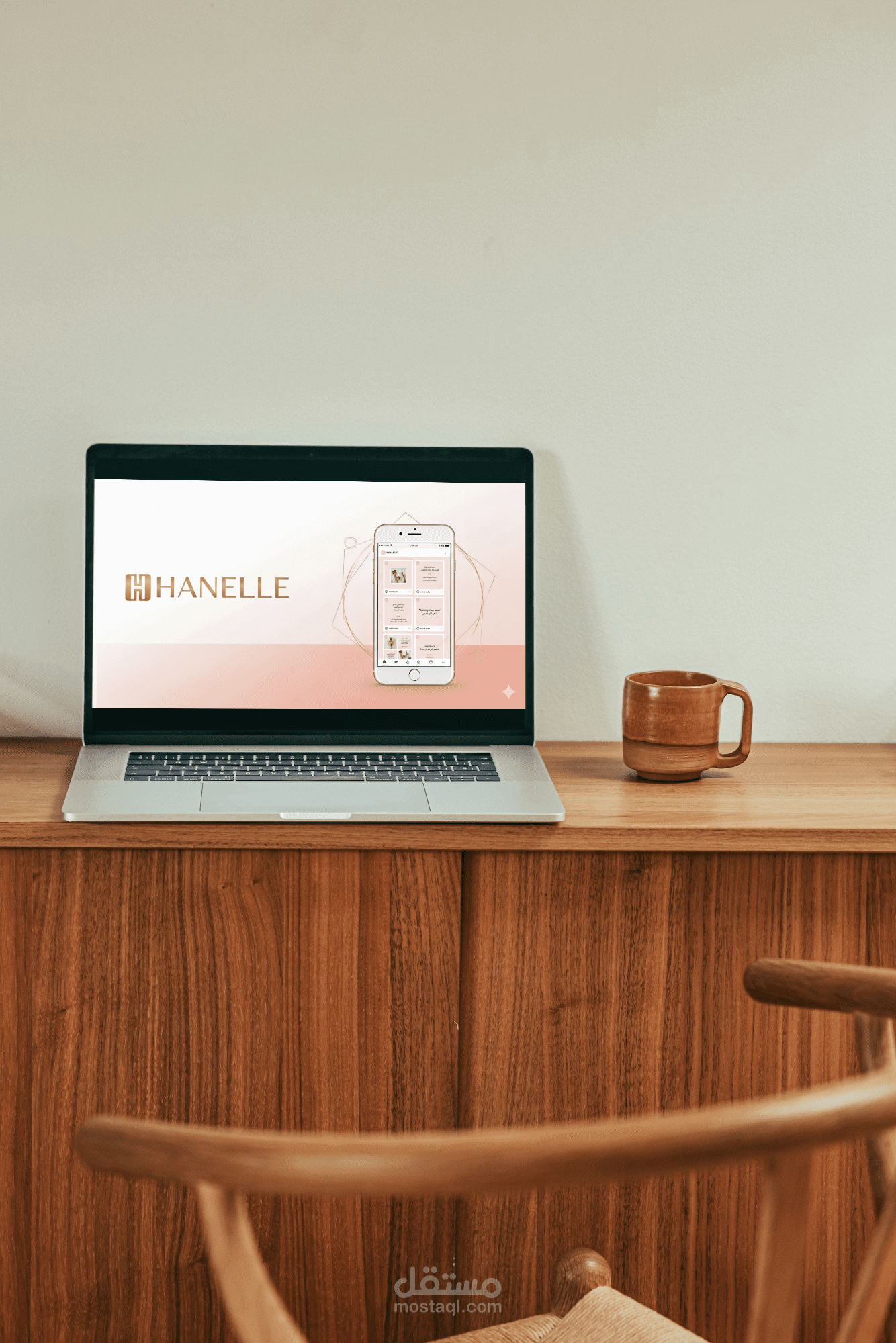 MacBook with HANELLE MAKEUP ARTIST Logo – Ready-to-Use Design