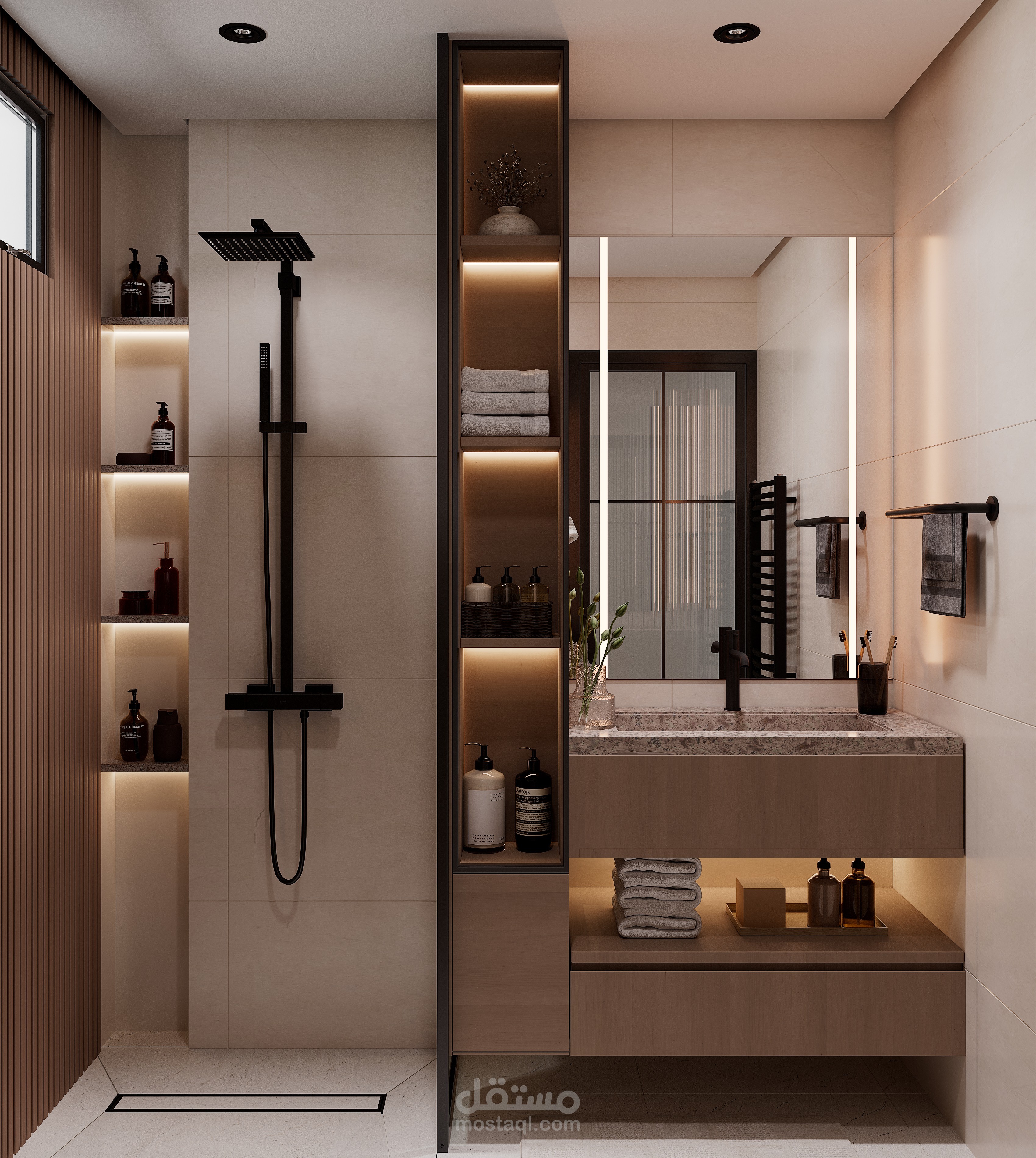 تصميم داخلي لحمام عصري