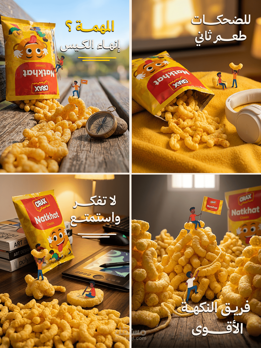 تصاميم إعلانية لمنتج وجبات خفيفة
