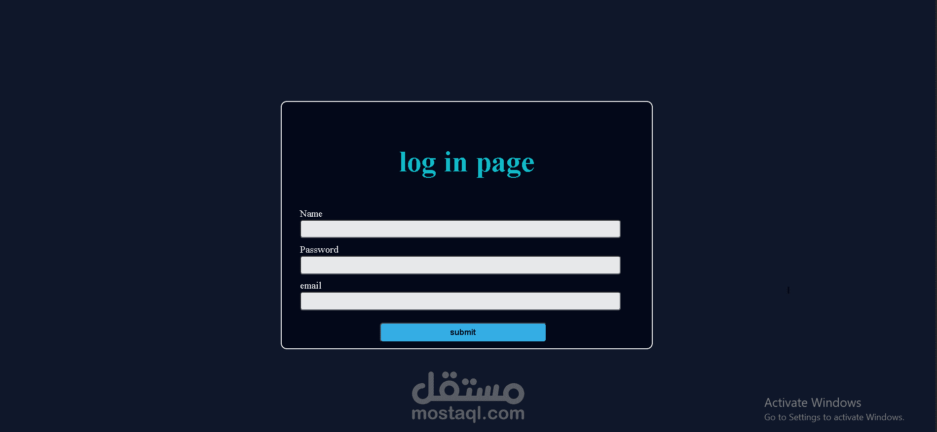 log-in page (html, css)