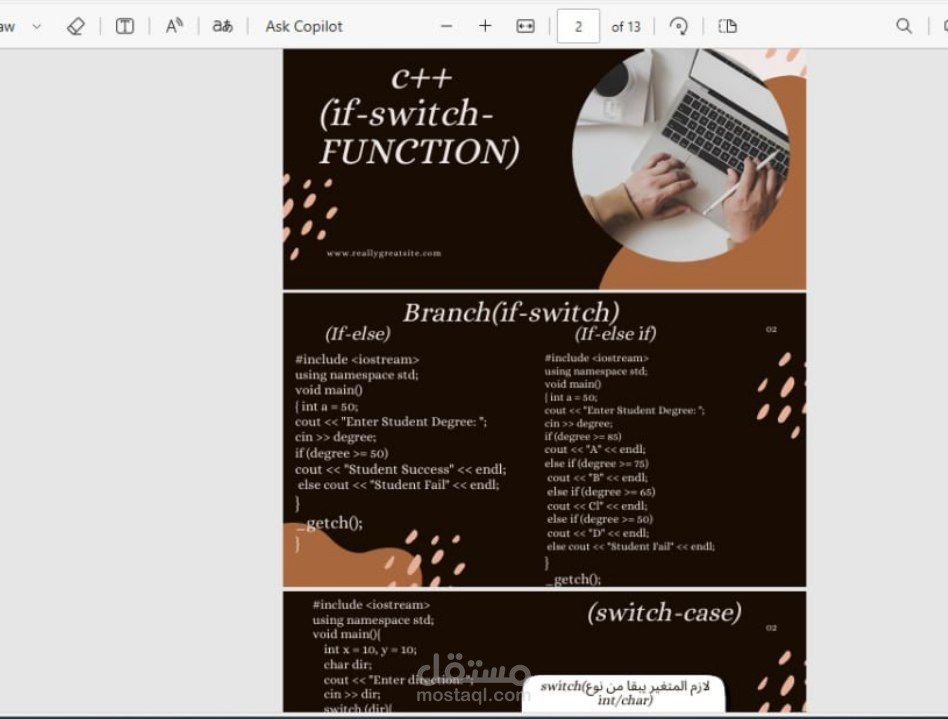 عملت تصميم ل شرح c++ ب كانفا