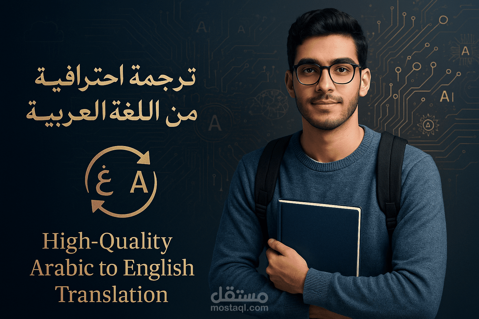 الترجمة باحترافية عالية من اللغة العربية للغة الانجليزية والعكس.