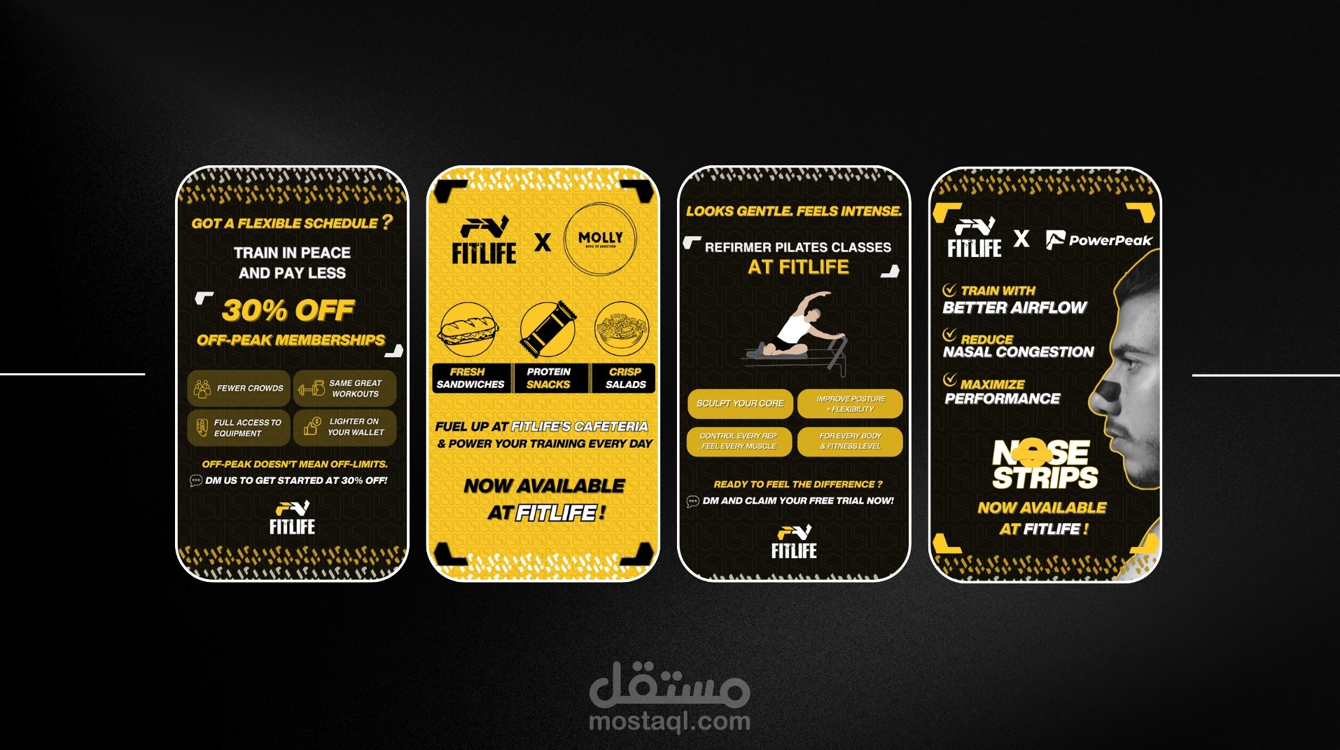 تصميم ستوريهات إنستغرام احترافية لجيم Fit Lift | محتوى بصري محفّز لعشّاق اللياقة
