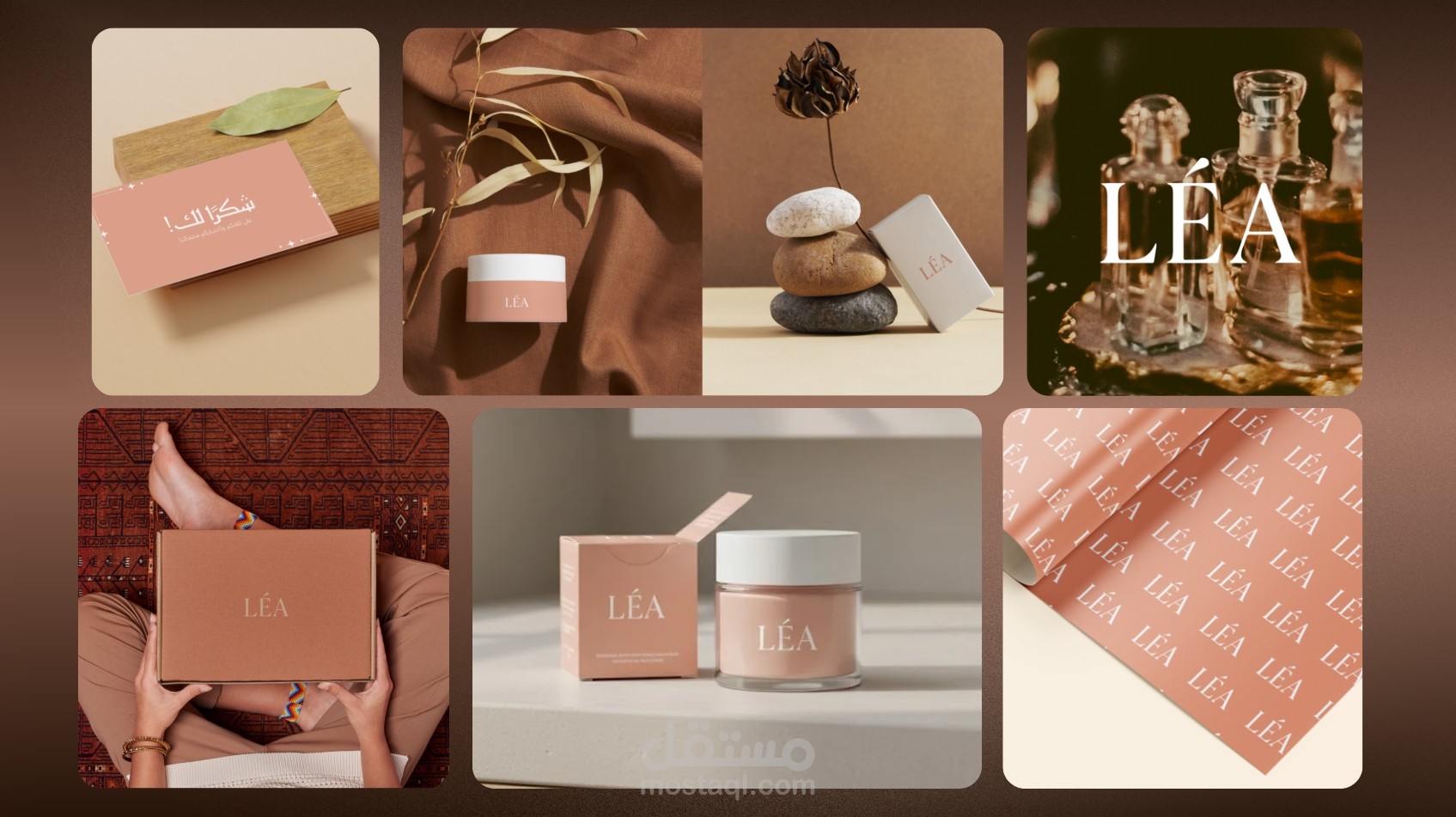 تصميم هوية بصرية فاخرة لبراند العطور LEA | علامة عطرية راقية برؤية عصرية