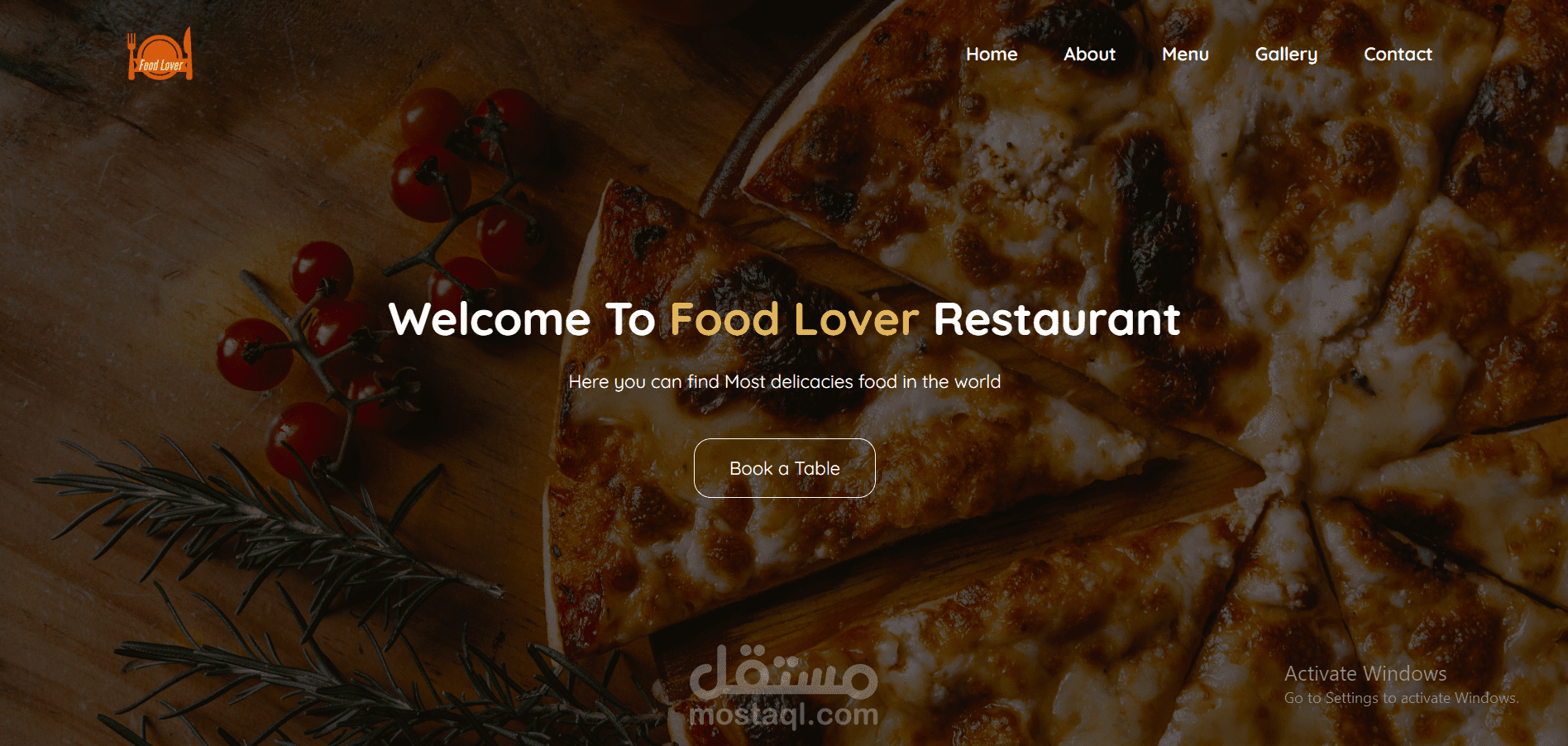 صفحة هبوط لمطعم – لعرض الأطباق والحجز باستخدام HTML & CSS