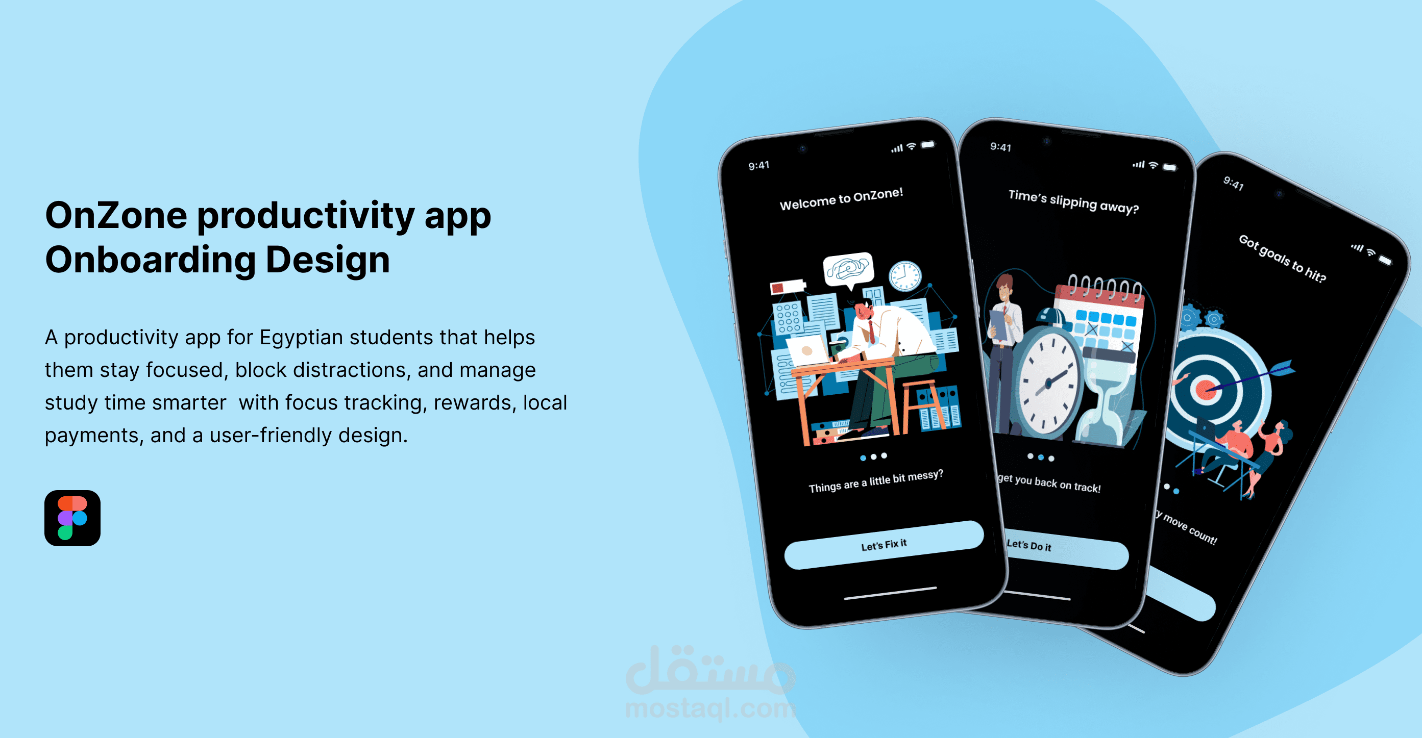 تصميم شاشات تهيئة المستخدم )Onboarding( لتطبيق انتاجية