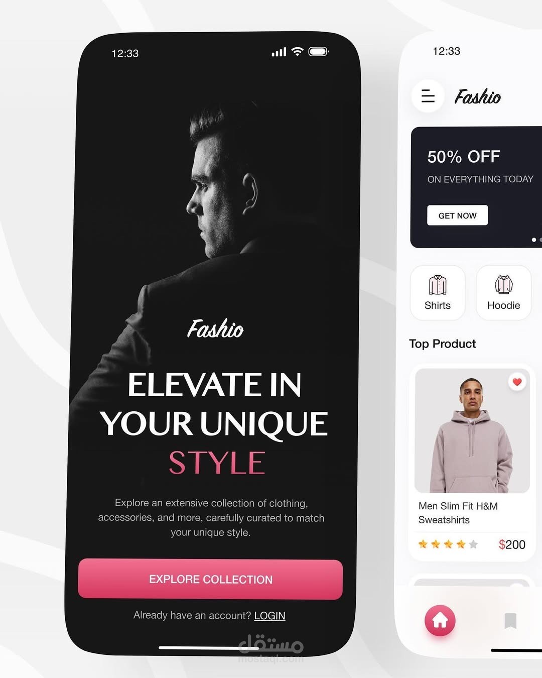 تطبيق متجر إلكتروني للأزياء - React Native/Expo مع تصميم عصري وتجربة تسوق متكاملة