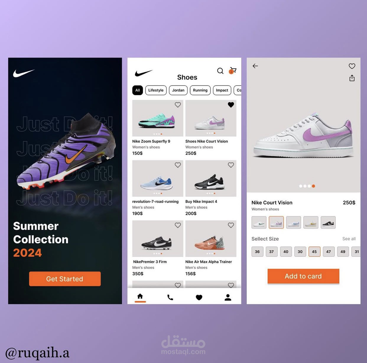 تجربة مستخدم لتطبيق Nike - تصميم Figma