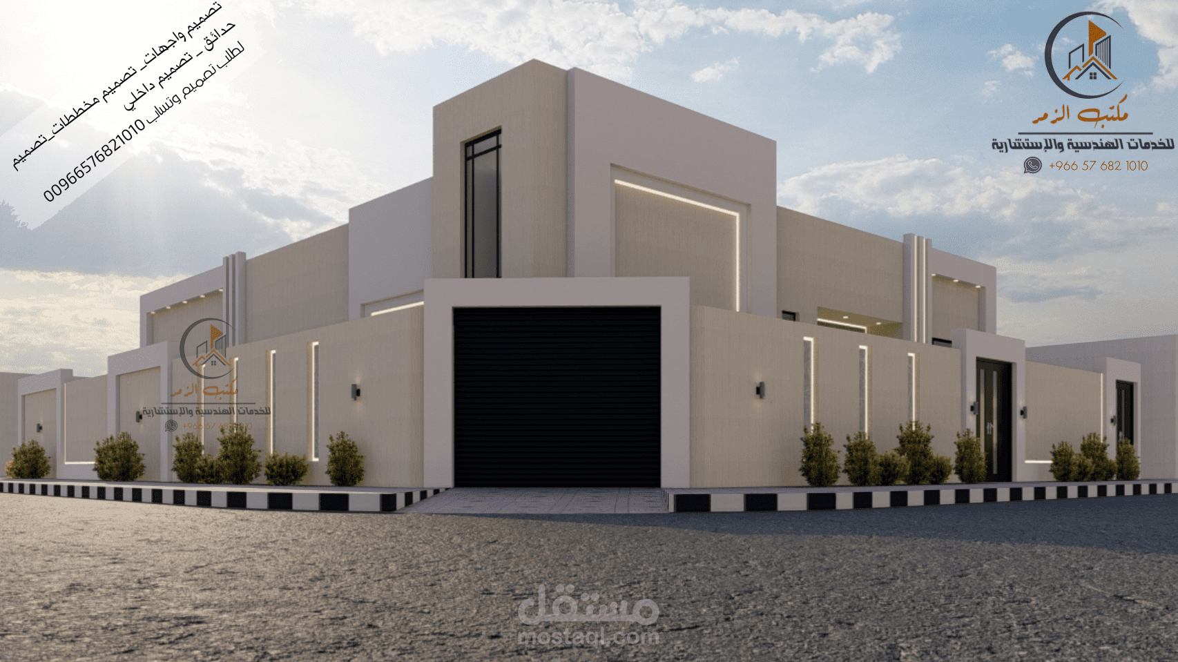 تصميم واجهة فيلا سكنية دور واحد نوع التصميم نيوكلاسيك