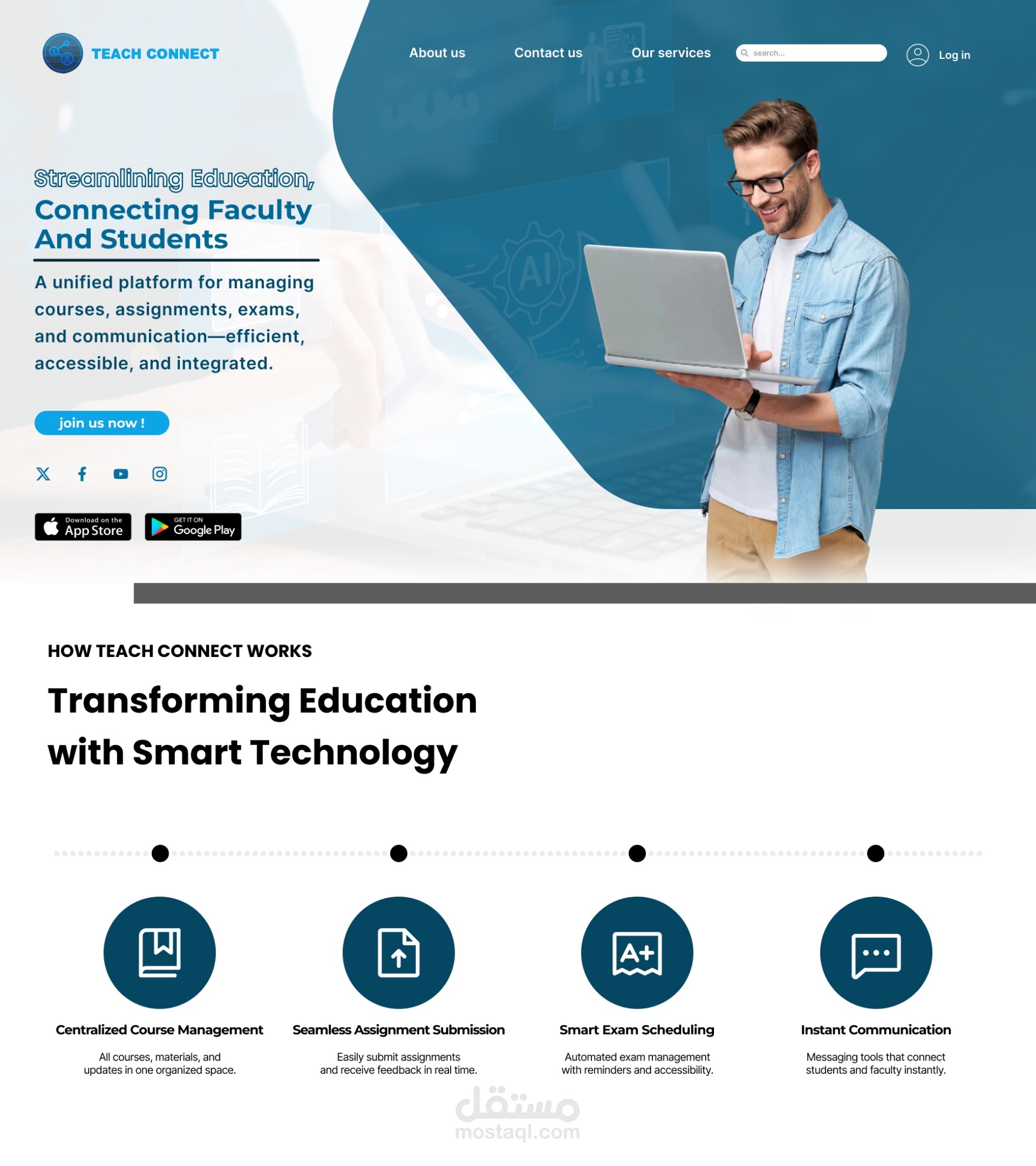 تصميم واجهة وتجربة مستخدم لموقع وتطبيق teachconnect باستخدام figma