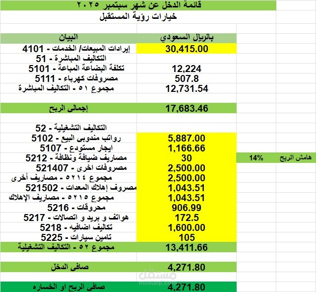 قوائم مالية لشركة خيارات المستقبل السعودية