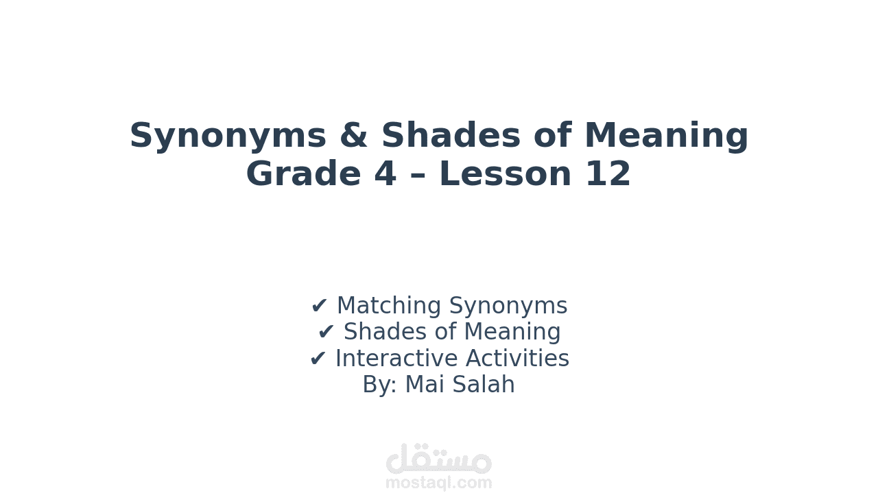 Interactive Grade 4 Vocabulary Lesson  Synonyms & Shades of Meaning