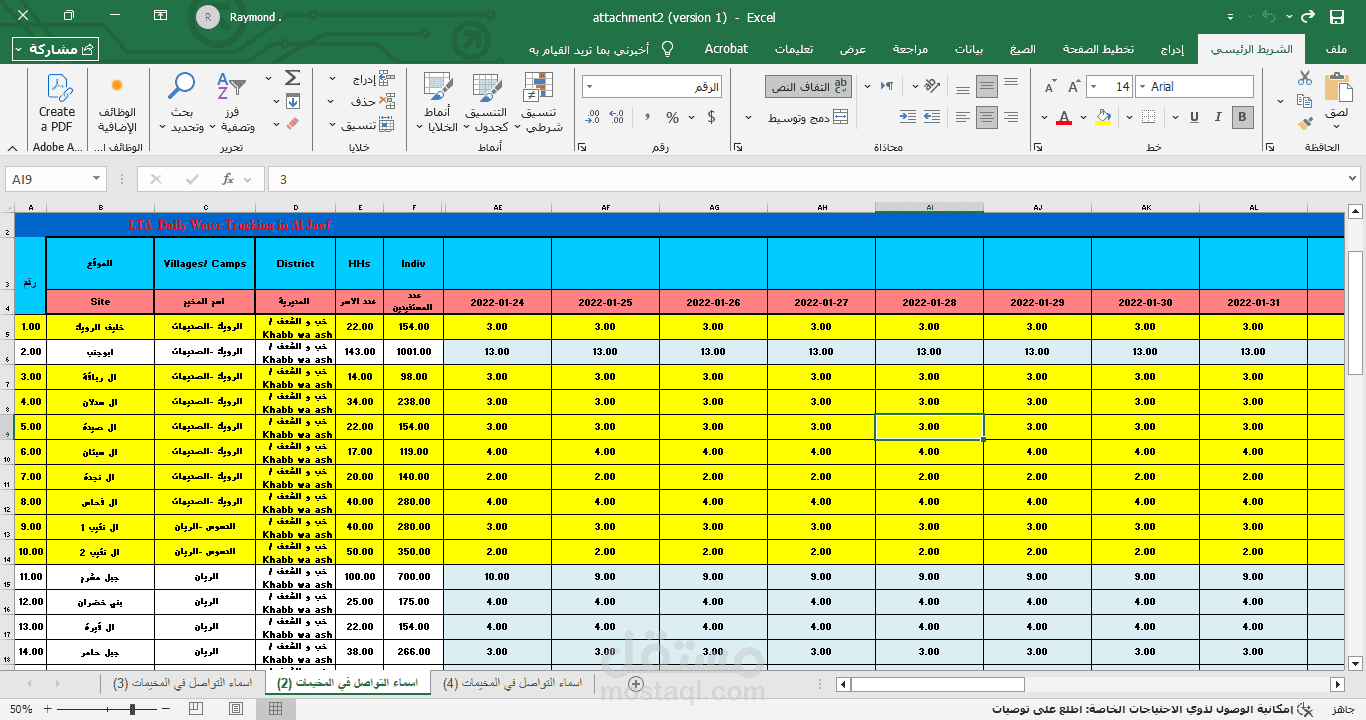 تنظيم وتحليل بيانات لوجستية باستخدام Excel