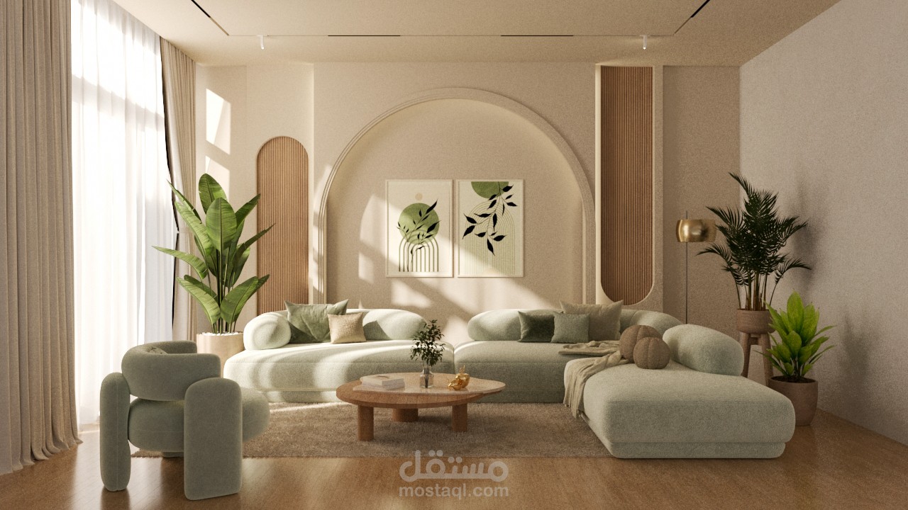 تصميم غرفة معيشة بأسلوب معاصر