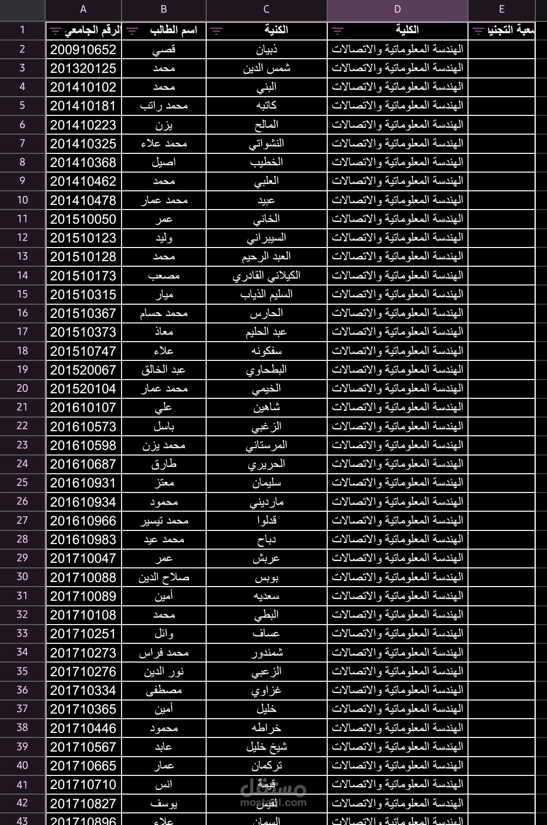 ملف بتنسيق اكسل