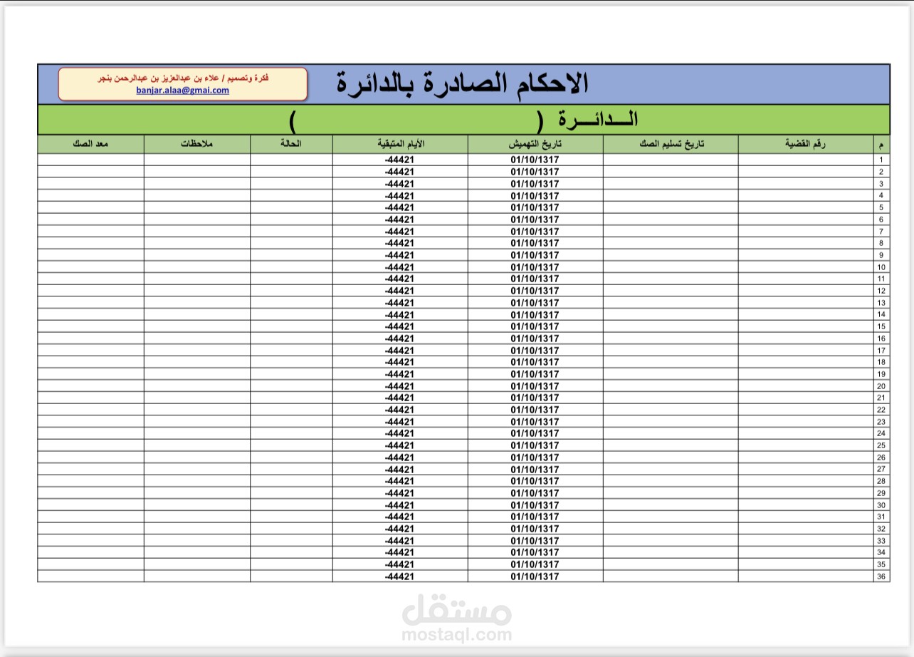 ملف لحساب انتهاء الفترة