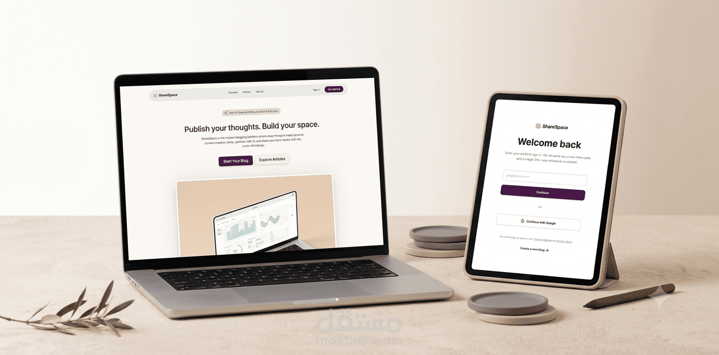 ShareSpace – منصة تدوين ذكية تدعم كتابة المقالات بالذكاء الاصطناعي