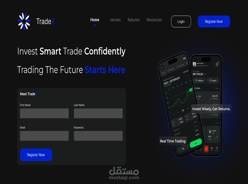 Trade X – Landing Page Design